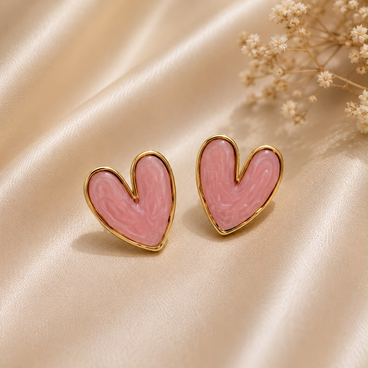 PINK MARBLE EARRING