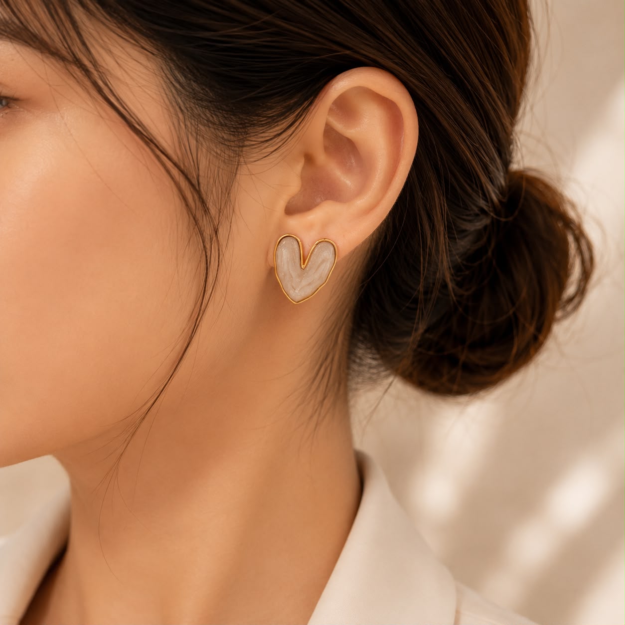 PINK MARBLE EARRING