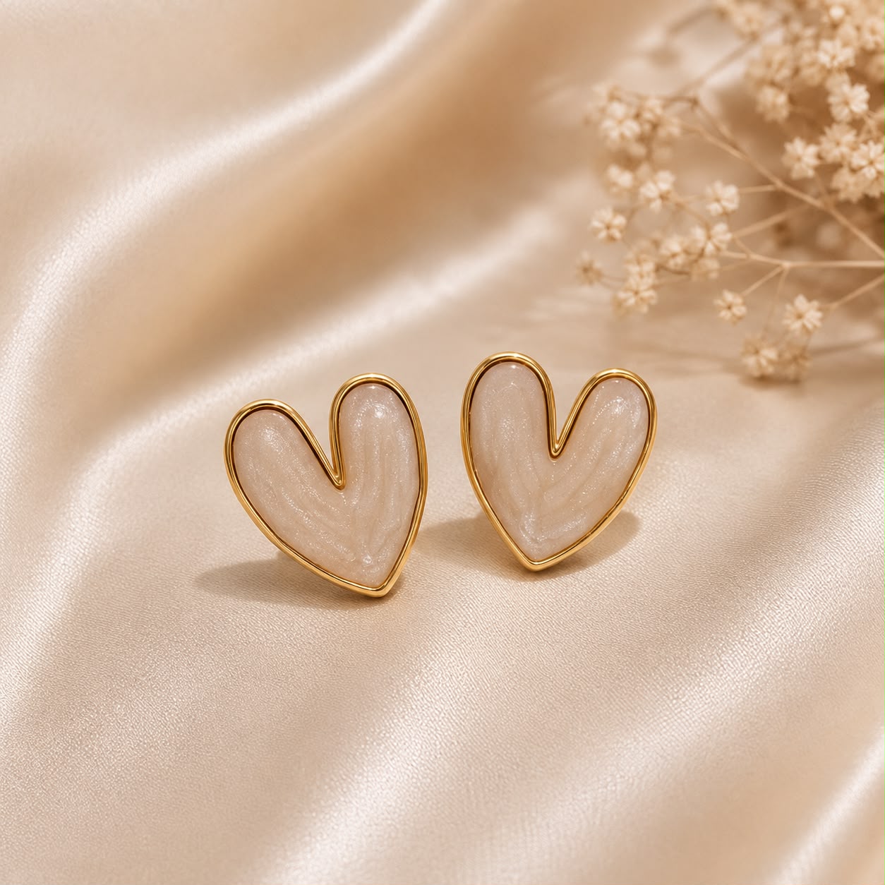 MARBLE HEART EARRING 