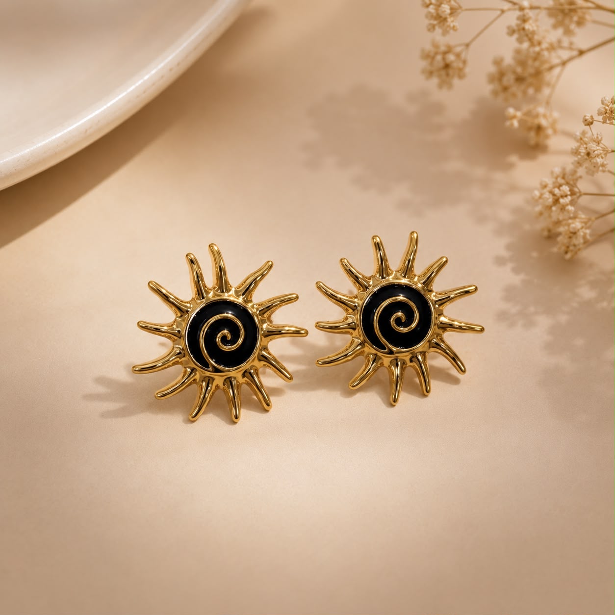 BLACK SUN EARRING