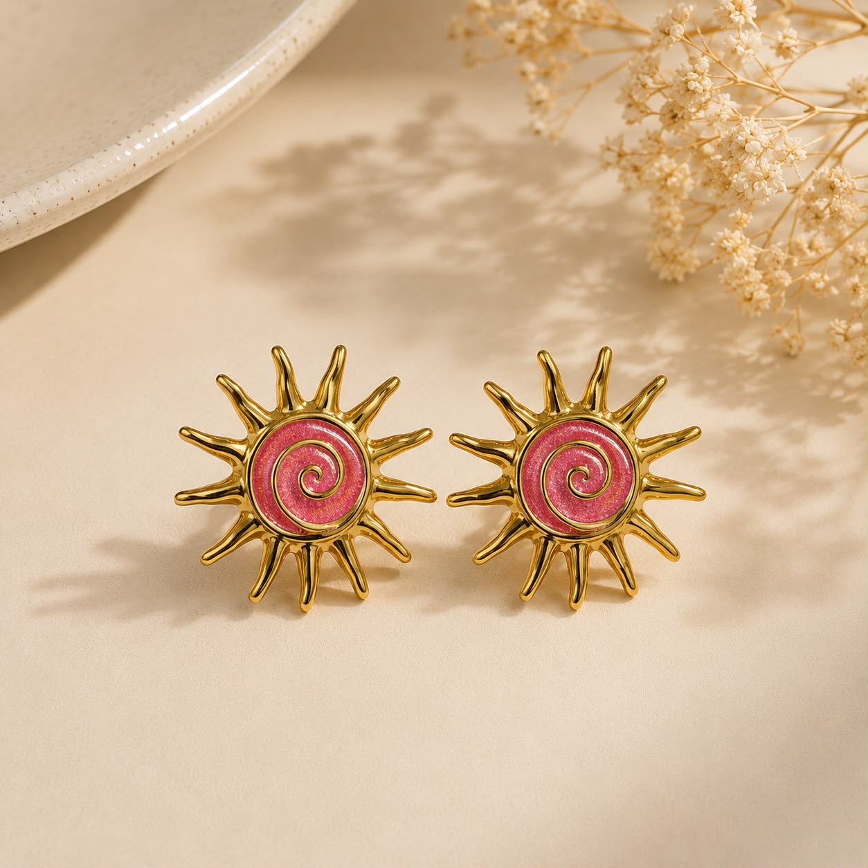 PINK SUN EARRING 