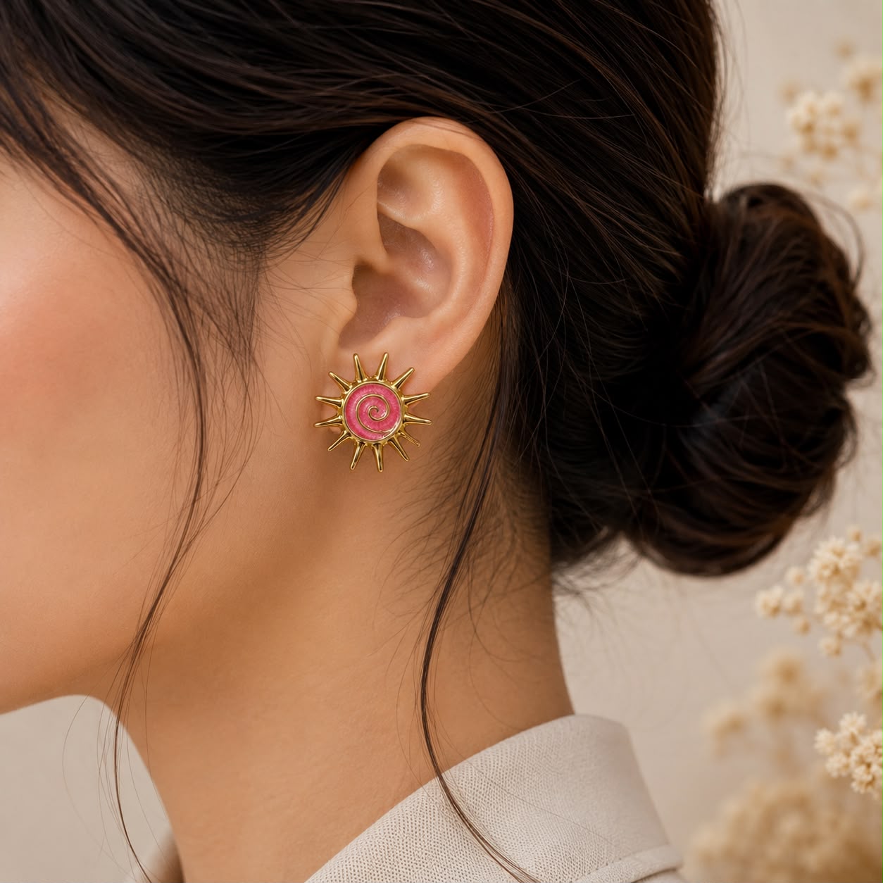 PINK SUN EARRING 