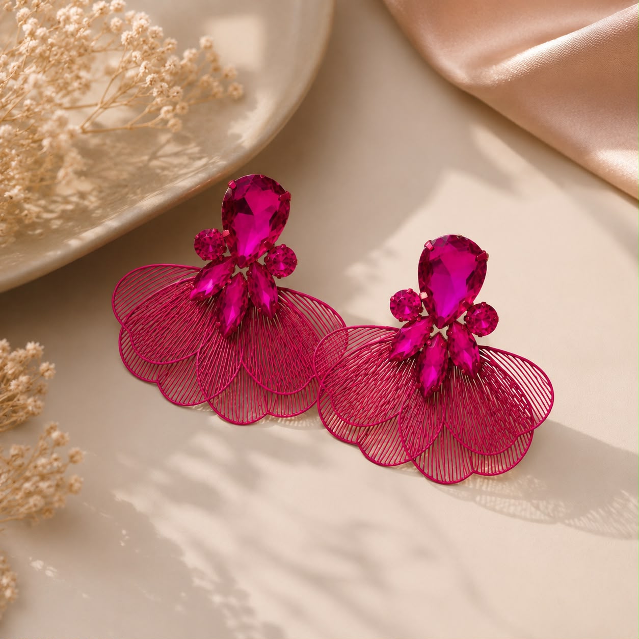PINK FEATHERS EARRING 
