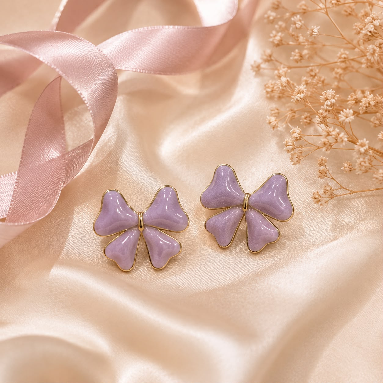 PURPLE BOW EARRING 