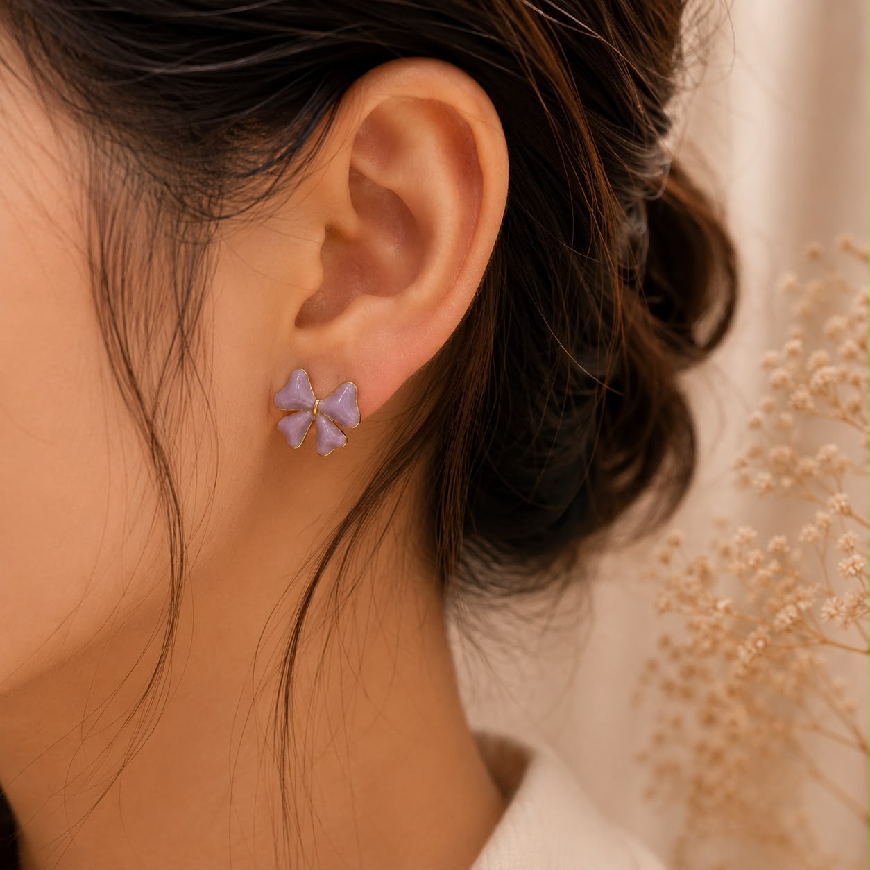 PURPLE BOW EARRING 