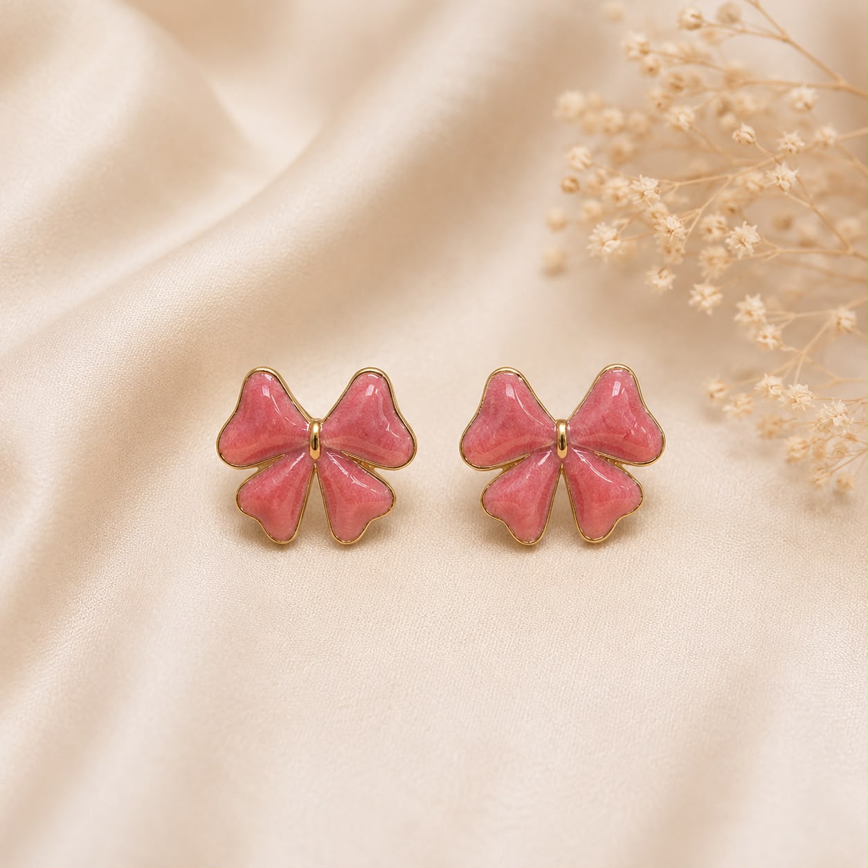 PINK BOW EARRING 