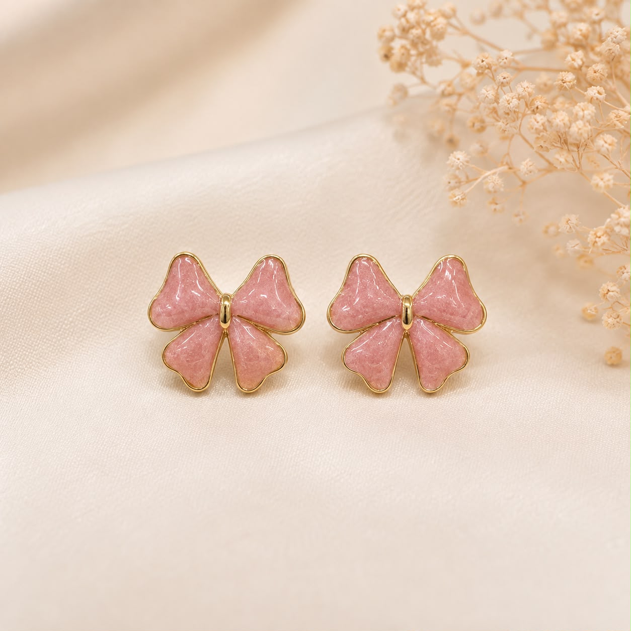 BABY PINK BOW EARRING 