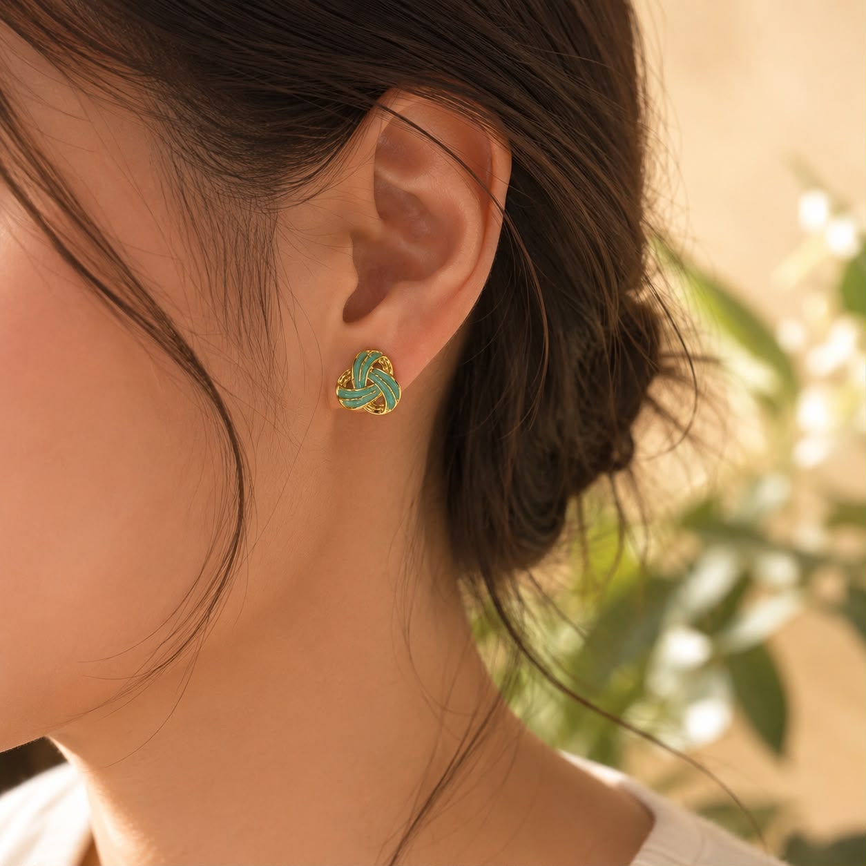 TRI-GREEN EARRING 