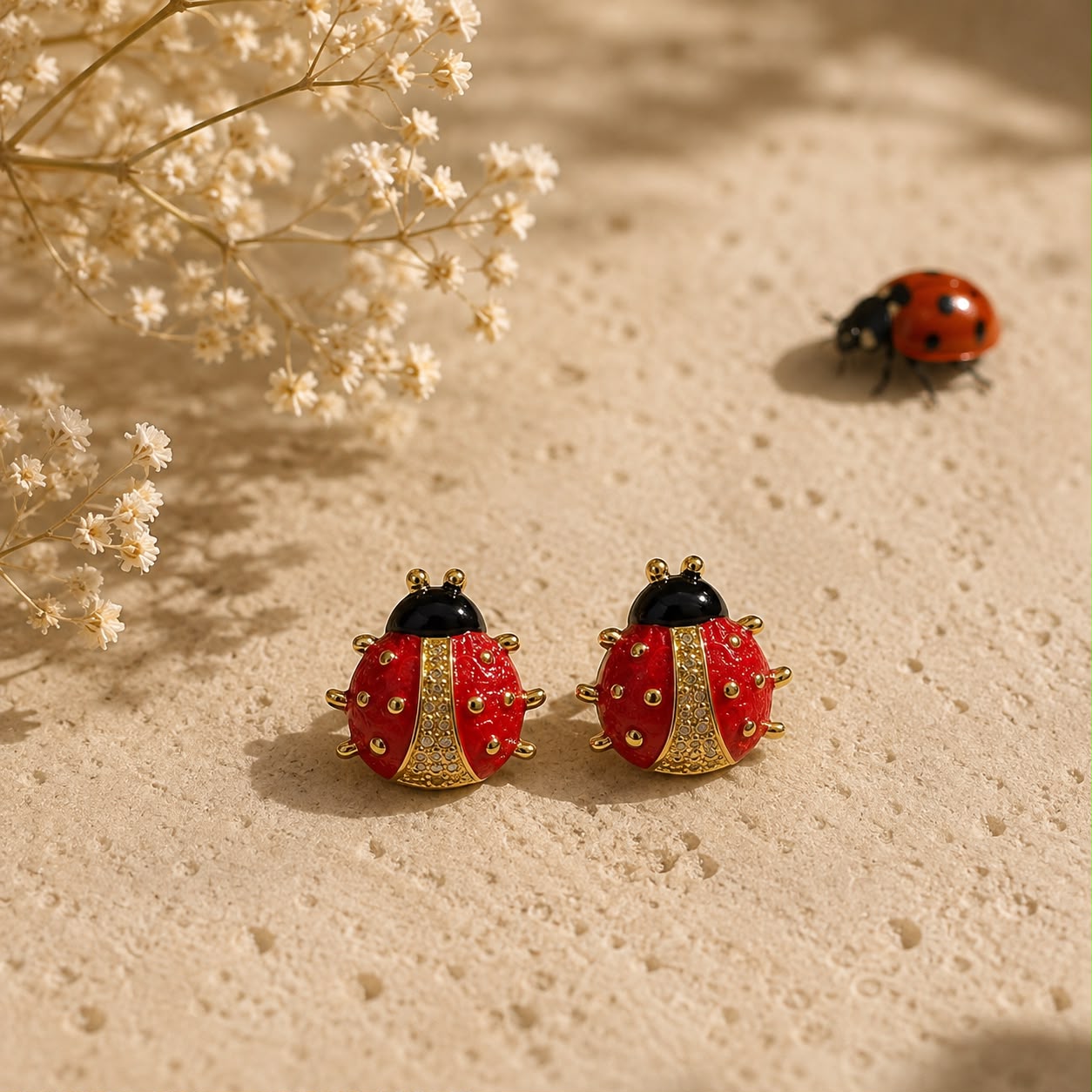 RED BEETLE STUD EARRING 