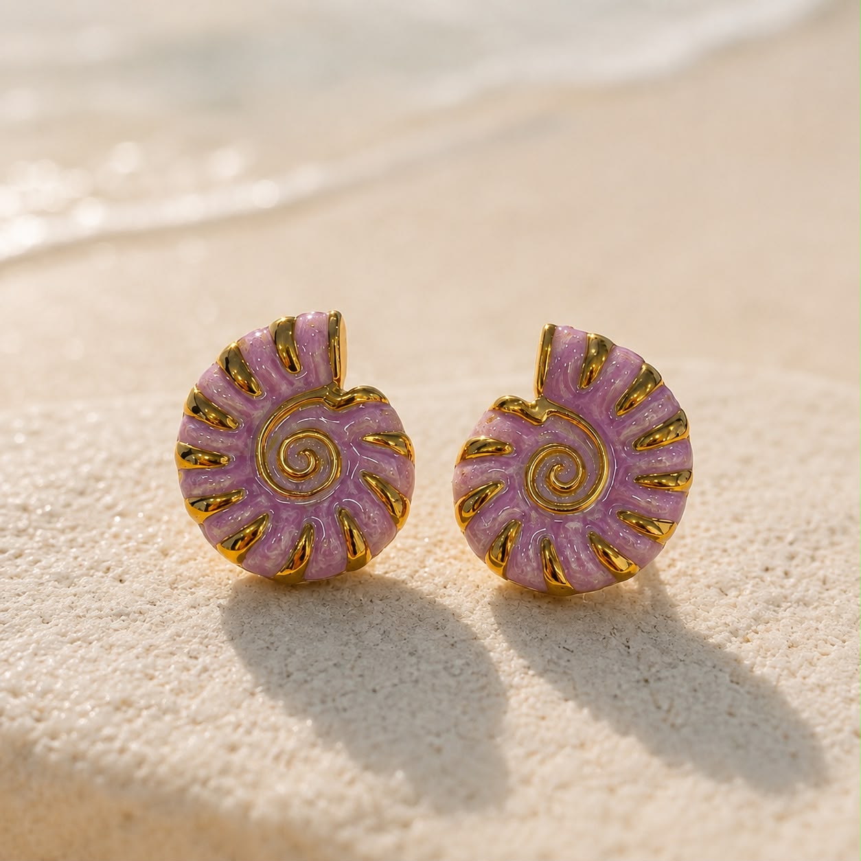 PURPLE SEA SHELL EARRING 