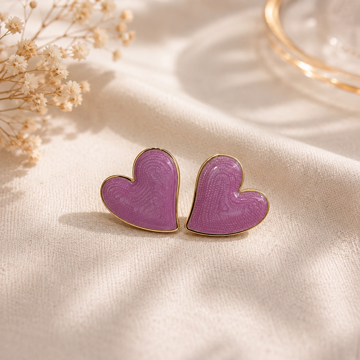 PURPLE FULL HEART EARRING 
