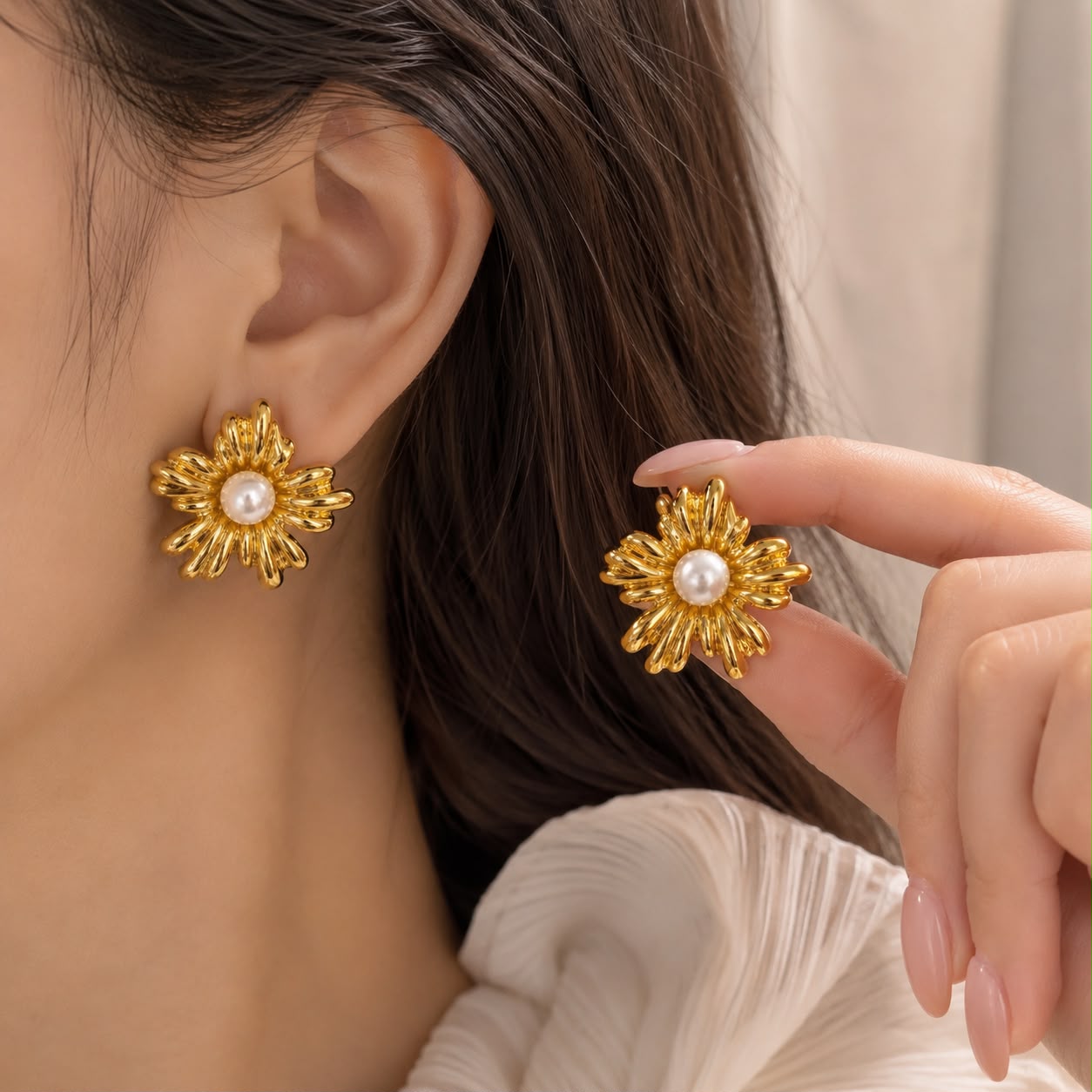 FLOWER PEARL EARRING 
