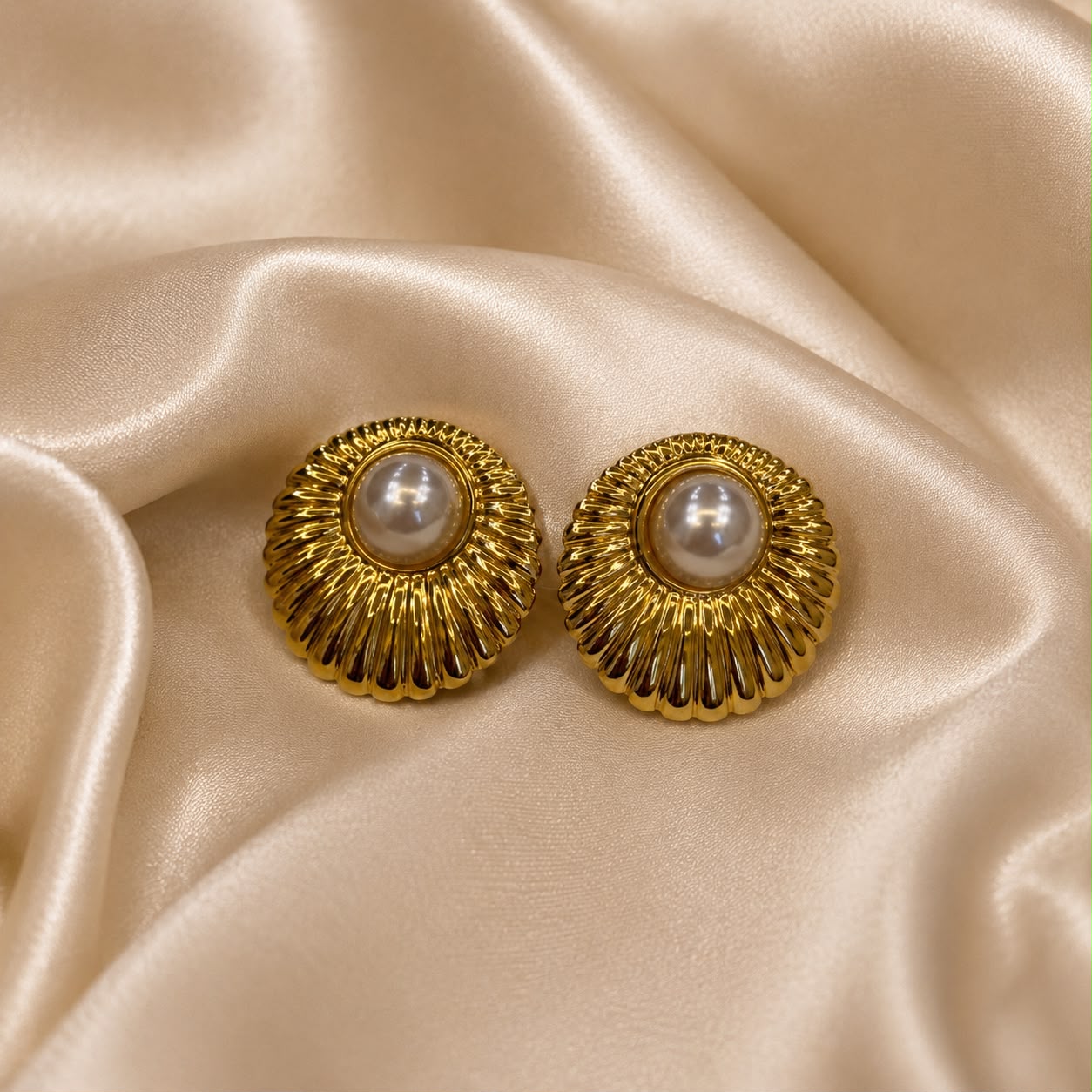 ROUND PEARL ACTION EARRING 