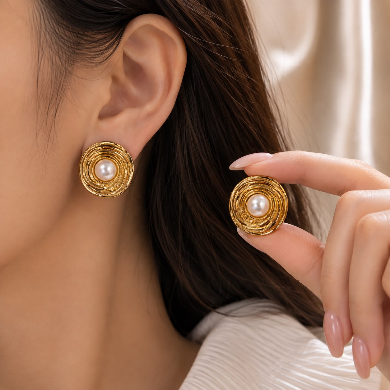 SPIRAL PEARL EARRING 