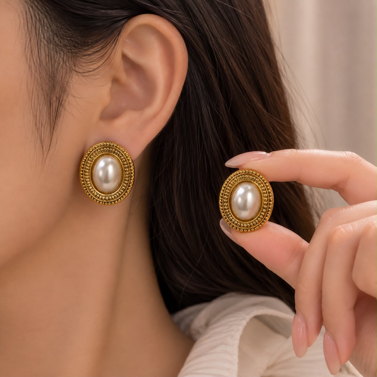 CHUNKY PEARL ACTION EARRING 