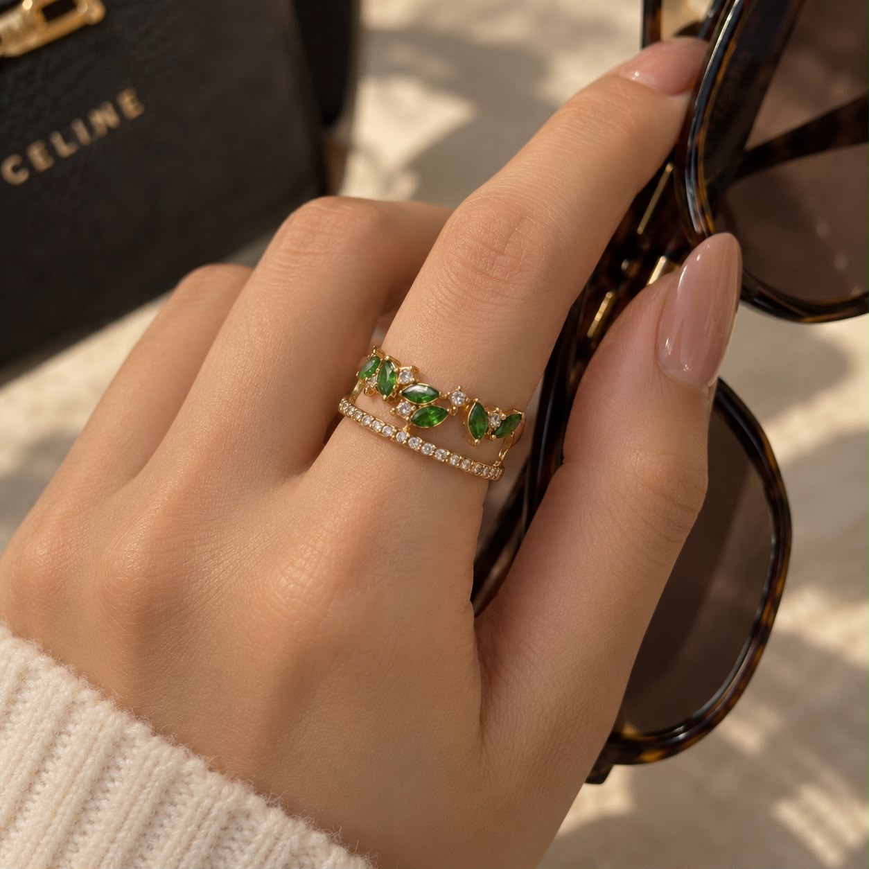 GREEN EMERALD RING 