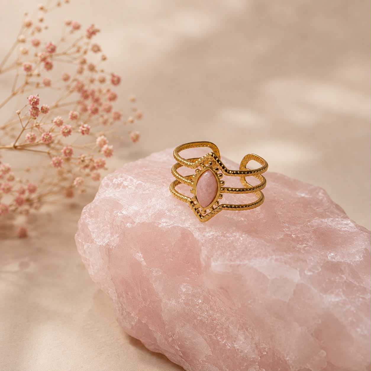PINK STONE RING 