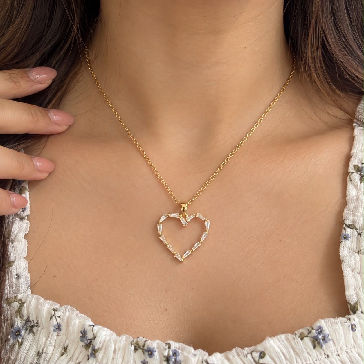 RICE CRYSTALS HEART NECKLACE
